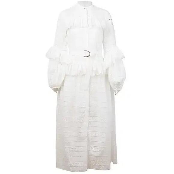 ACLER VALENTINE BRODERIE COTTON LING SLEEVE MIDI DRESS IVORY AU 6 / US 2 - Picture 16 of 16